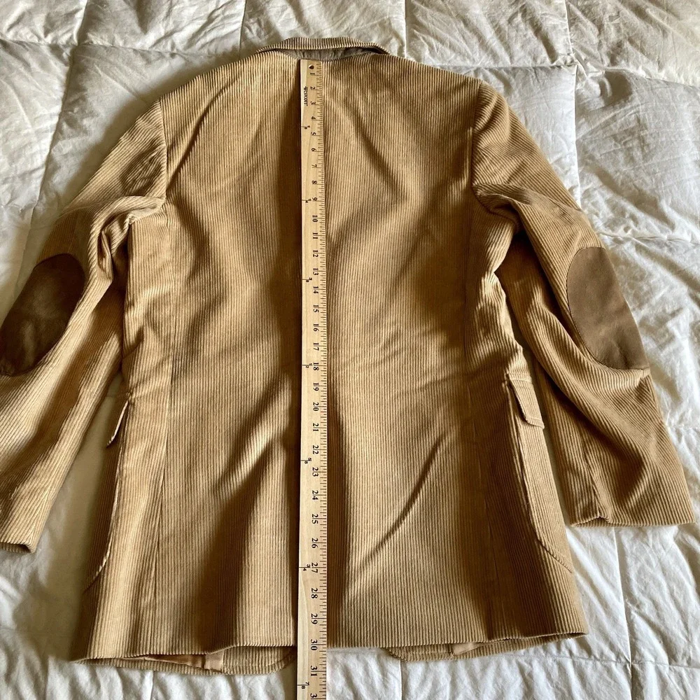 Winston Hill Corduroy Sport Coat Mens 40 Patch Elbow Leather Button Tan Academia